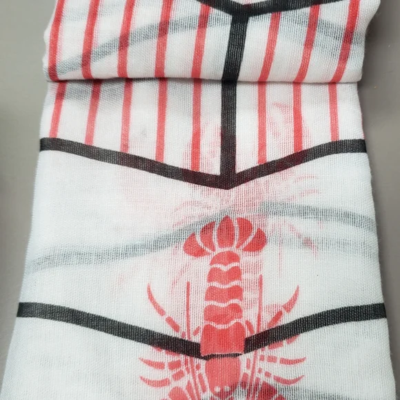 White and Pink Striped Scarf - Picture 3 of 3